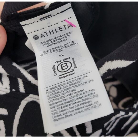 Athleta Black & White Floral Solace Textured Strappy Sports Bra Size 3X D-DD NWT - Picture 7 of 7